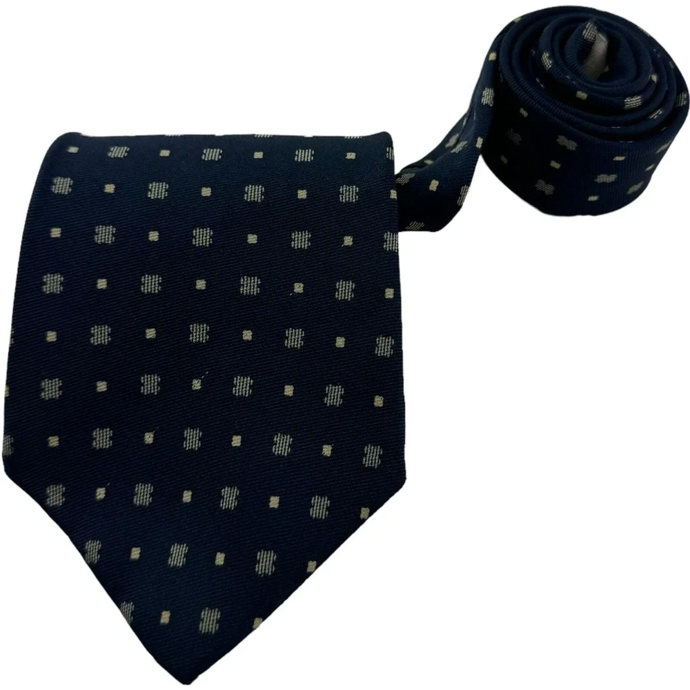 Calvin Klein Blue w/ Tan Design Silk Neck Tie Made in Italy Mens Size 3.5
